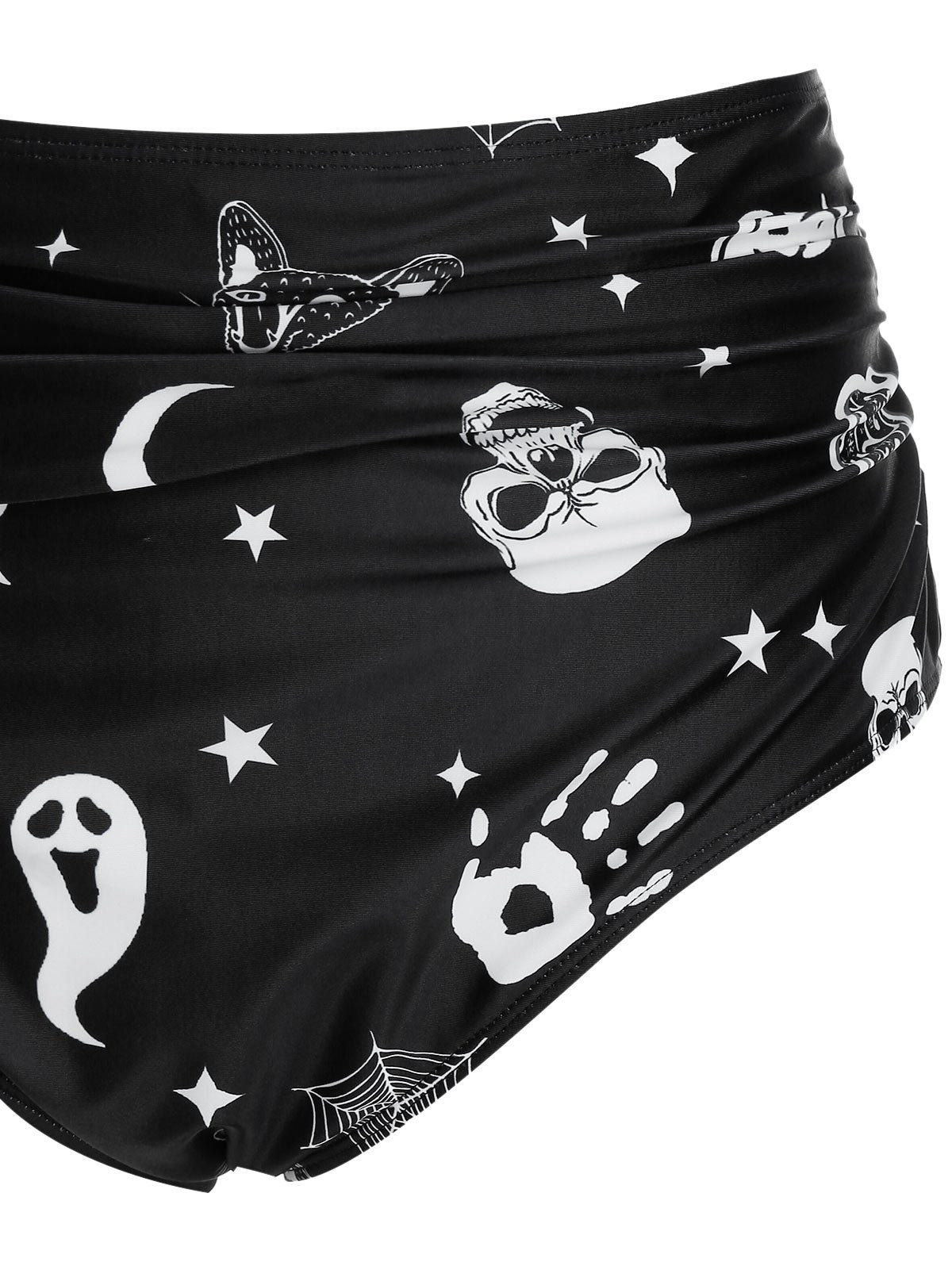 [26 OFF] 2020 Plus Size Skull Halloween Knotted High Waisted Tankini