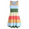 Robe Trapèze en Blocs de Couleurs Grande Taille - Bleu clair 1X