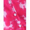 Plus Size Button Up Tie Dye Blouse - RED 4X