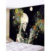 Tapisserie Murale Fleur Squelette Imprimées - Noir Profond W91 X L71 INCH