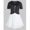 Ensemble de T-shirt Teinté de Grande Taille et de Débardeur en Dentelle - multicolor 5X