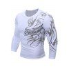 T-shirt Tatouage Feuille Unique Imprimé à Manches Longues - Blanc 3XL