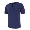 T-shirt Cranté à Manches Courtes à Lacets avec Poche - Bleu profond XL