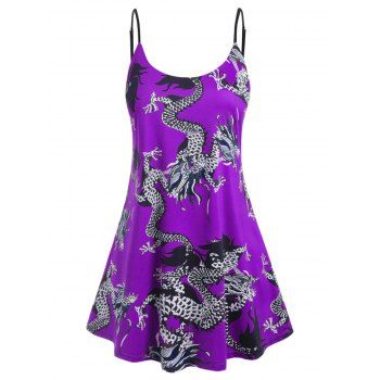 

Plus Size Dragon Print Swing Tank Top, Purple