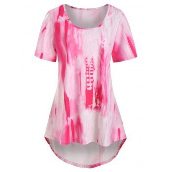 

Plus Size Tie Dye High Low T Shirt, Light pink