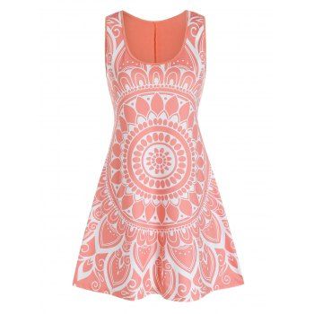

Floral Print Mini A Line Tank Dress, Pink rose