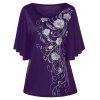 T-shirt Grande Taille à Manches Drapées Floral - Concorde 5XL