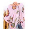 T-shirt Tribal Plume Imprimée à Manches Chauve-souris Grande Taille - Rose clair 5XL