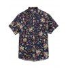 Chemise Vintage Florale Boutonnée à Imprimé Florale - Bleu profond L