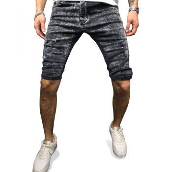 

Distressed Destroy Wash Jean Shorts, Black