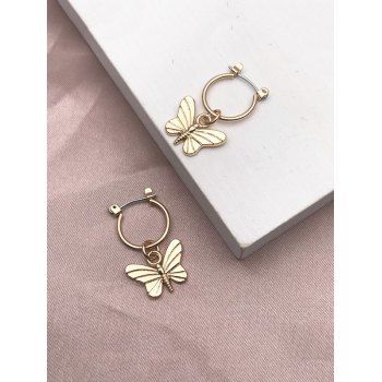 

Butterfly Pendant Hoop Earrings, Golden