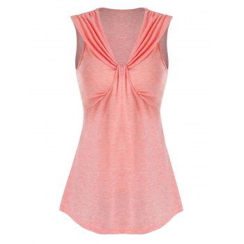 

Plain V Neck Ruched Tank Top, Pink