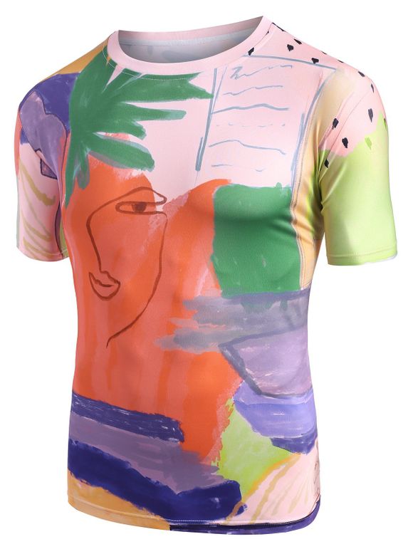 T-shirt Décontracté Graffiiti Imprimé - multicolor A 2XL
