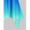 Plus Size Ombre Color Geometry Handkerchief Tank Top - BLUE 4X