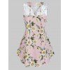 Débardeur Panneau en Dentelle Fleur Imprimée de Grande Taille - Rose 5X