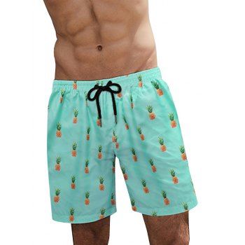 

Pineapple Print Drawstring Casual Shorts, Celeste