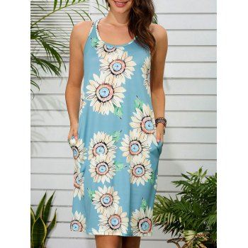 

Sunflower Side Pocket Tank Dress, Light blue