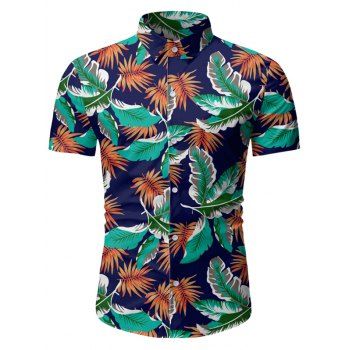 

Tropical Leaf Pattern Beach Shirt, Blue