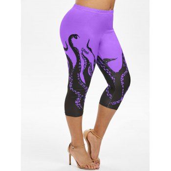 

Plus Size Galaxy Octopus Print Cropped Leggings, Concord