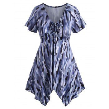 

Plus Size Tie Dye Handkerchief T Shirt, Gray