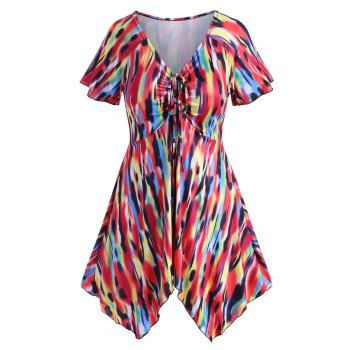

Plus Size Tie Dye Handkerchief T Shirt, Red
