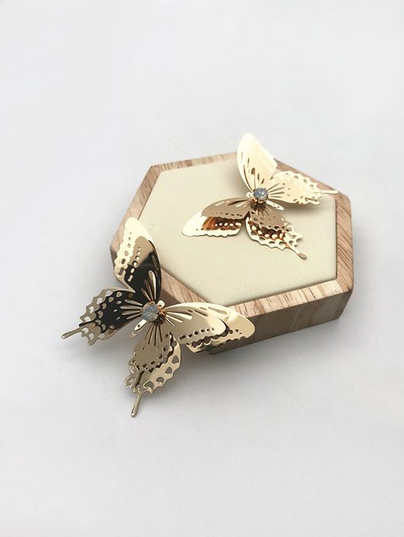 Boucles d'Oreilles Evidées en Forme de Papillon - d'or 
