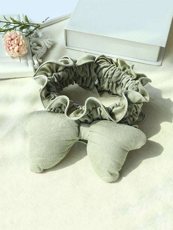 Bandeau Elastique Large Motif Nœud Papillon à Volants - Vert clair 