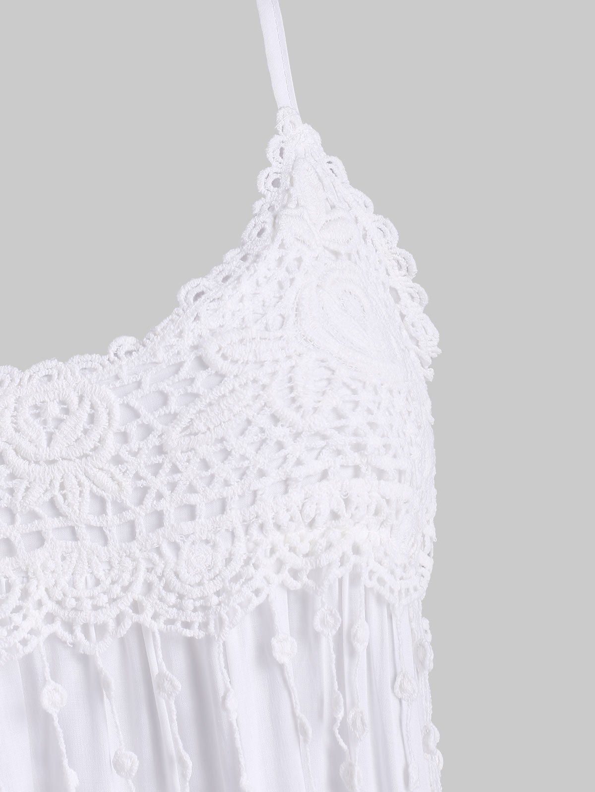 Mini Robe à Bretelle Panneau en Dentelle au Crochet - Blanc XL