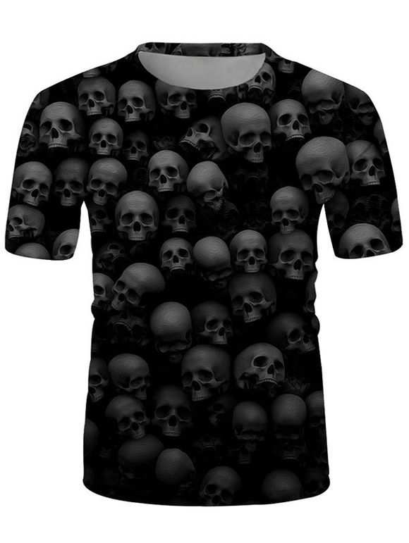 T-shirt Crâne Imprimée Manches Courtes à Col Rond - multicolor 3XL