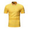 T-shirt Rayé Imprimé à Col Relevé - Jaune 2XL