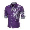 Chemise Boutonnée Tattoo Imprimé à Manches Longues - Pourpre S