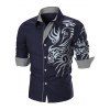 Chemise Boutonnée Tattoo Imprimé à Manches Longues - Cadetblue M