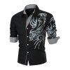 Chemise Boutonnée Tattoo Imprimé à Manches Longues - Noir S