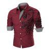 Chemise Boutonnée Tattoo Imprimé à Manches Longues - Rouge M