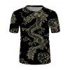 T-shirt Décontracté Dragon de Bon Augure Imprimé à Col Rond - multicolor 3XL