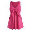 Débardeur en Couleur Unie de Grande Taille à Col V à Volants - Rose clair 2XL