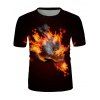 T-shirt Décontracté Graphique Crâne Flamme à Col Rond - multicolor 3XL