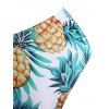 Plus Size Vertical Striped Pineapple Tied High Waisted Tankini Swimwear - LIGHT GREEN L