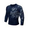 T-shirt Tatouage Feuille Unique Imprimé à Manches Longues - Bleu profond 3XL