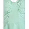 Summer Cutout Cold Shoulder Dress High Low Pastel Color Overlap Ruched Flowy High Waisted Dress - LIGHT GREEN XL