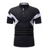 T-shirt en Blocs de Couleurs Jointif à Col Relevé - Noir 2XL