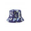 Chapeau Seau Solaire à Imprimé Papillon en Coton - Bleu profond 