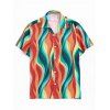 Colored Flame Print Notched Collar Shirt - ORANGE S