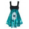 Débardeur 3D Fleur Imprimée de Grande Taille - Turquoise 5X