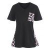 T-shirt Léopard Tournesol avec Poche en Avant - Café profond 3XL
