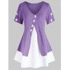T-shirt Bicolore de Grande Taille - Violet Alto 5X