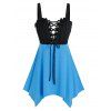 Débardeur Plissé de Grande Taille à Lacets - Bleu Dodger 5X