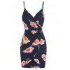 Robe Tulipe Fleur Imprimée à Bretelle Fine - Cadetblue M