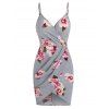 Robe Tulipe Fleur Imprimée à Bretelle Fine - Gris S