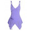 Débardeur Asymétrique Chiné Anneau en O à Lacets - Pourpre XL
